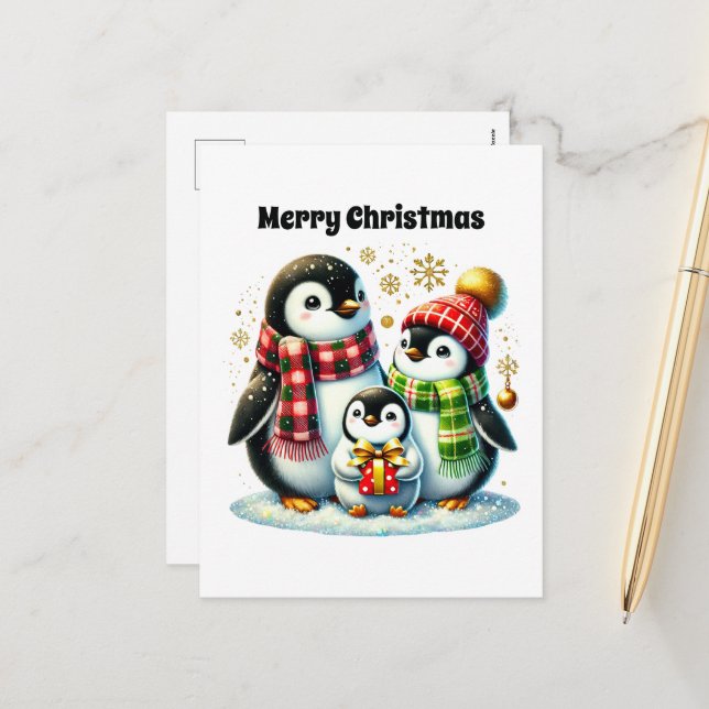 Personalizable pingüino Feliz Navidad (Anverso/Reverso In Situ)