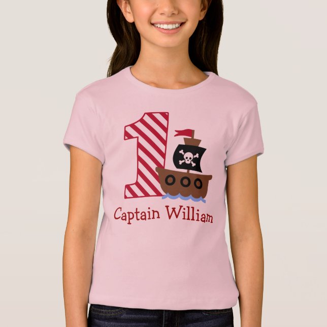 Personalizable Pirata Camisa de primer cumpleaños  (Anverso)