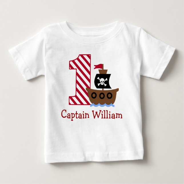 Personalizable Pirata Camisa de primer cumpleaños  (Anverso)
