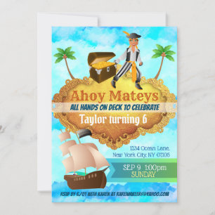Personalizable Piratas Invitaciones de cumpleaños