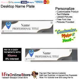 Personalizable Plata Nombre Placa con Logotipo y E