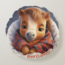 Personalizable Pony Cojín decorativo redondo