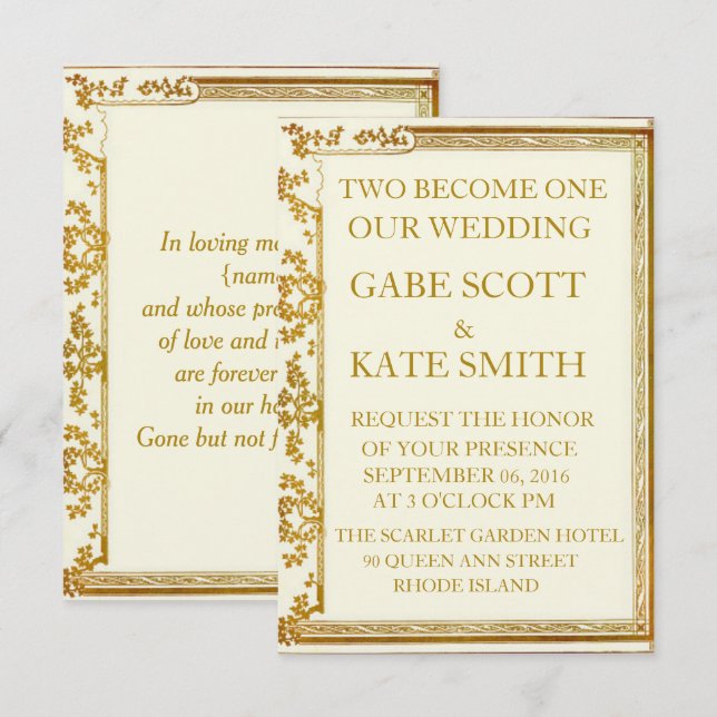 PERSONALIZABLE RECORDATORIO INVITACIÓN DE BODA (Anverso / Reverso)