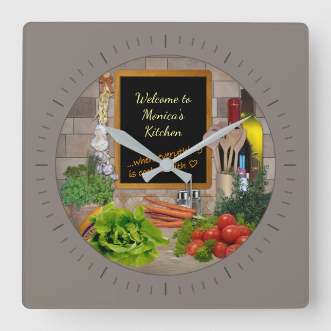 (Personalizable) Reloj de cocina con su nombre (Anverso)