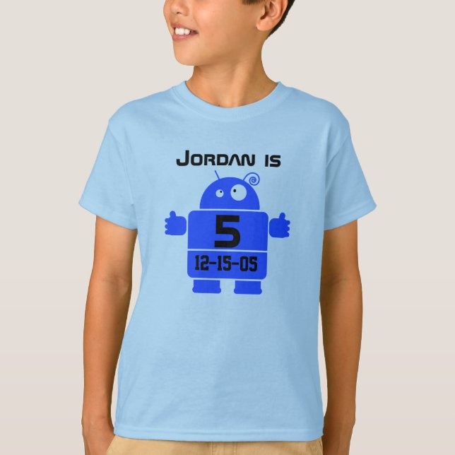 Personalizable Robot Camiseta de cumpleaños 5 (Anverso)