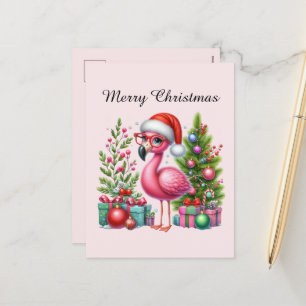 personalizable rosa flamingo Feliz Navidad