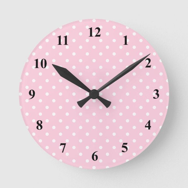 Personalizable rosado y blanco del reloj de pared (Anverso)