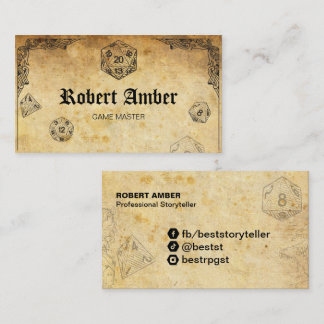 Personalizable RPG dice tarjeta de visita GM