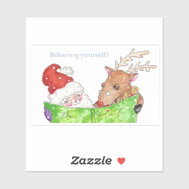 Personalizable Santa y Pegatina Rudolf (Hoja)