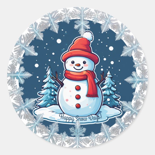 Personalizable Snowman: Pegatina de "Feliz Días de (Anverso)