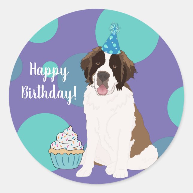Personalizable St Bernard Pegatina redondo clásico (Anverso)