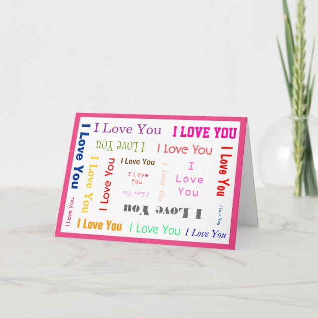 Personalizable-Te amo tarjeta con un borde rosado  (Anverso)