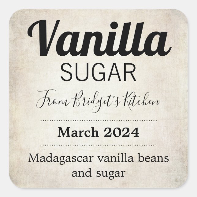 Personalizable Vainilla Sugar BL_01sq Pegatina cua (Anverso)
