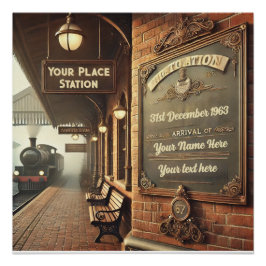 Personalizable Vintage Railstation Glossy Poster