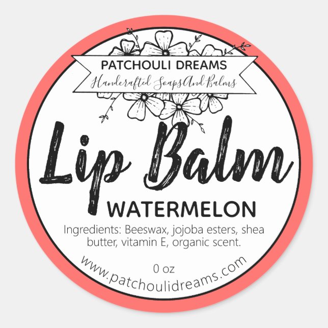 Personalizable Watermelon Lip Balm Etiqueta Hecha  (Anverso)