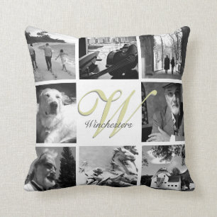 Personalización con fotos y almohada de monograma