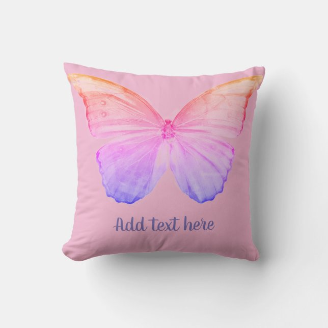 Personalización de almohada de mariposa rosa (Anverso)