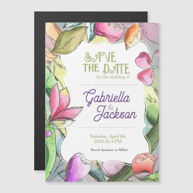 Personalización de la bella acuarela con flor de f (Anverso/Reverso)