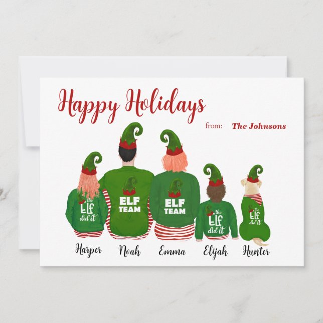 Personalización de la tarjeta de Navidades elfos d (Anverso)