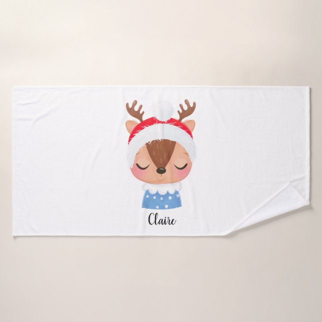 Personalización de Navidades durmiendo cara de ren (Toalla de baño)