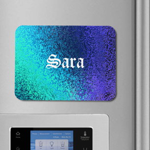 Personalización de nombres y sombras en imán Blue 