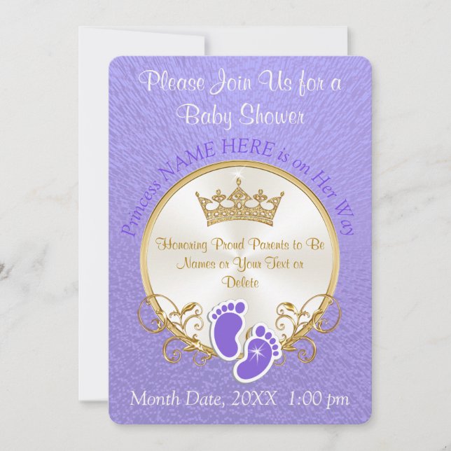 Personalización del tema Princesa Invitaciones a l (Anverso)