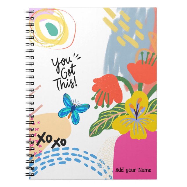 PERSONALIZACIÓN: mariposa + flores | Cuaderno (Frente)
