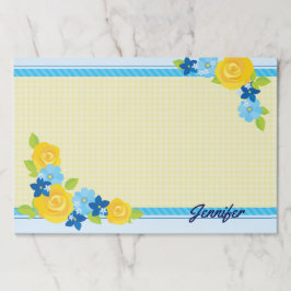 Personalización Nombre Nota floral amarilla azul