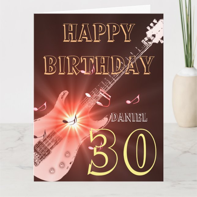 Personalizada Guitarra Tema 30 Tarjeta de Cumpleañ (Anverso)