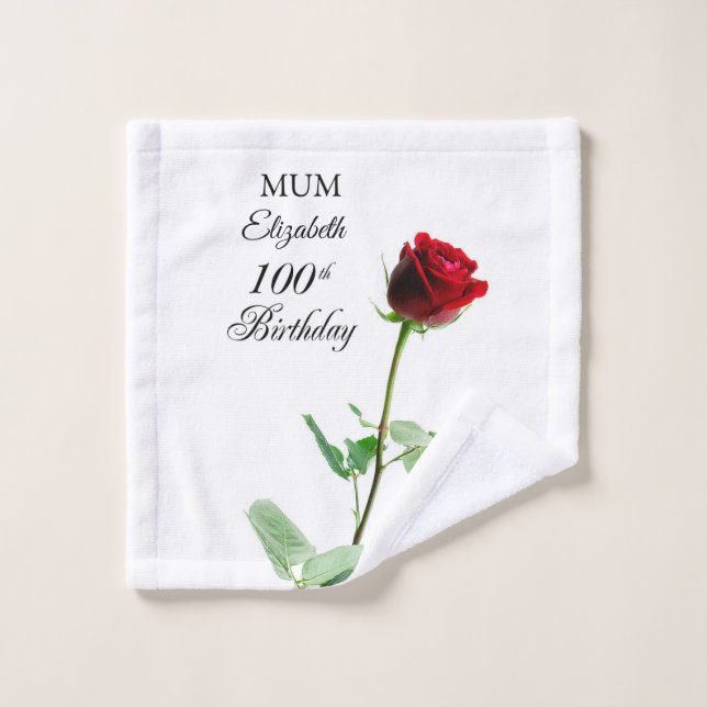 Personalizada la flor roja de rosa roja de cumplea (Toallita)