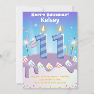 Personalizada la tarjeta Happy Birthday de once añ