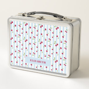 Personalizadas Rayas Azules Cereza Retro Lindo