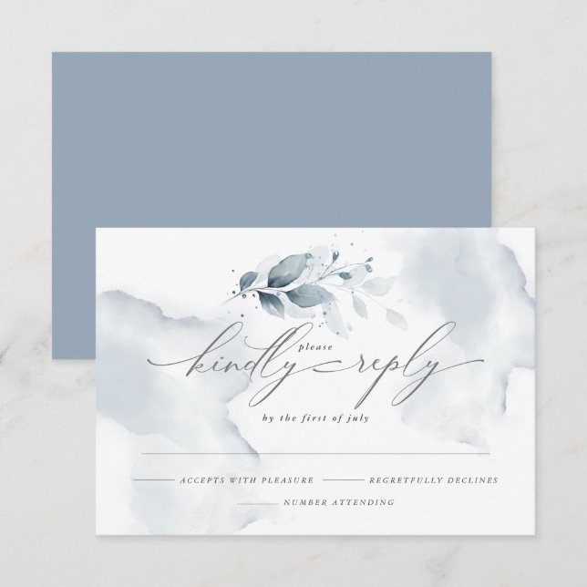 Personalizado2 Shelby RSVP Acuarela Foliage Dusty  (Anverso / Reverso)