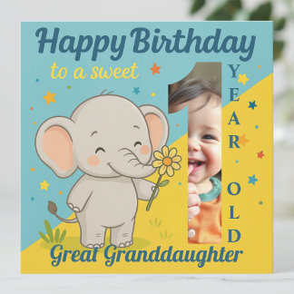 Personalizado 1.ᵉʳ Elephant Dulce tu tarjeta de fo