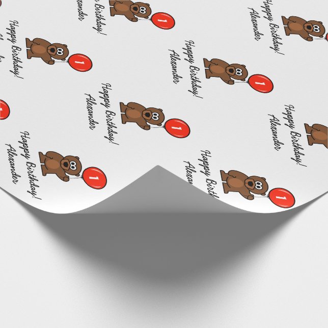 Personalizado 1 Papel de envoltura de oso de peluc (Esquina)