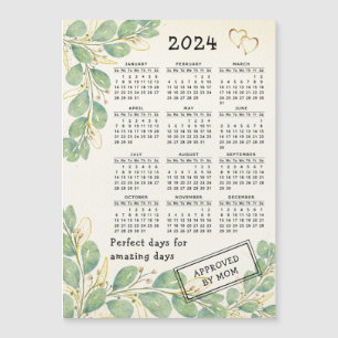 Personalizado 2024 Calendar Magnet Rustic Eucalypt