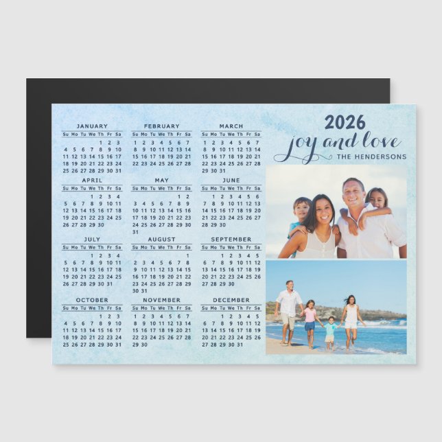 Personalizado 2026 Calendario Magnet Dos Collages  (Anverso/Reverso)