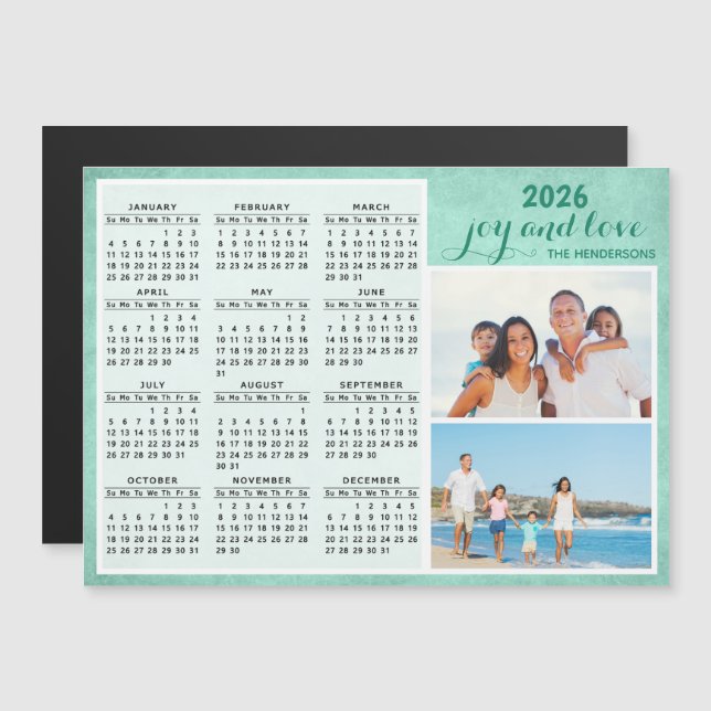 Personalizado 2026 Magnet Calendar Family Photo Gr (Anverso/Reverso)