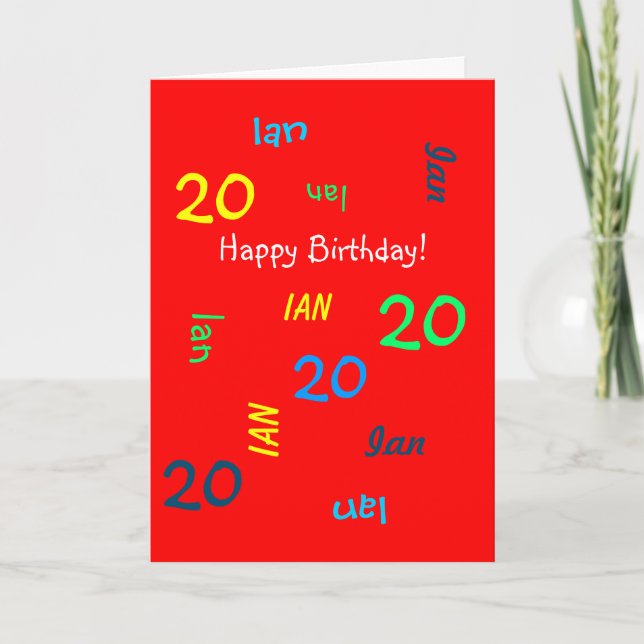 Personalizado 20.ª tarjeta de cumpleaños Cualquier (Anverso)