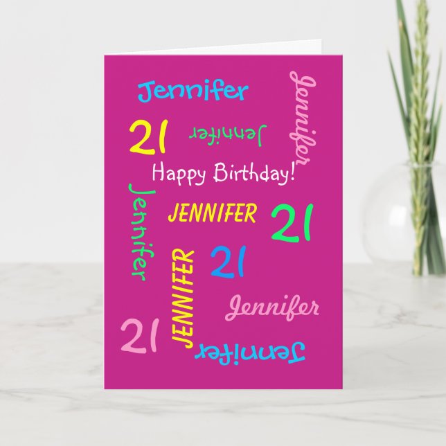 Personalizado 21ª tarjeta de cumpleaños Cualquier  (Anverso)