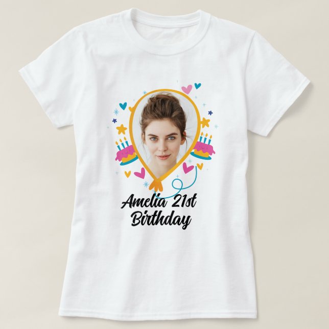 Personalizado 21º cumpleaños con camiseta fotográf (Diseño del anverso)