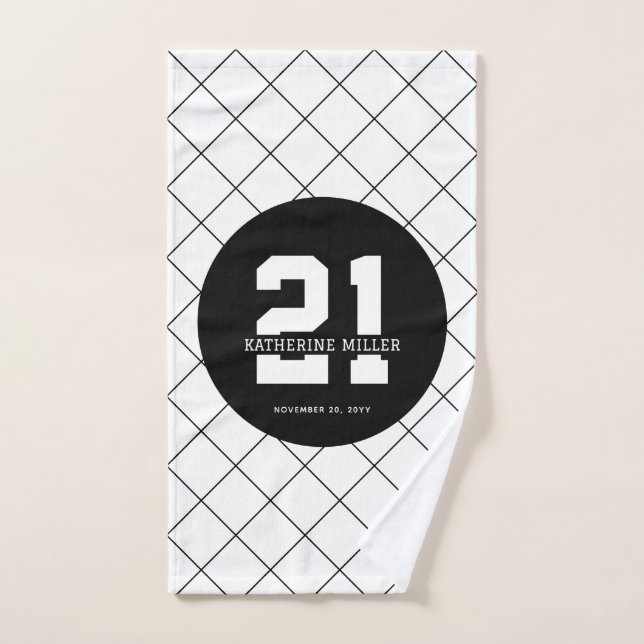 Personalizado 21º cumpleaños Moderno y elegante (Toalla de mano)