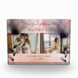 Personalizado 2 Fotos Fmily Overlay Floral Rubor P