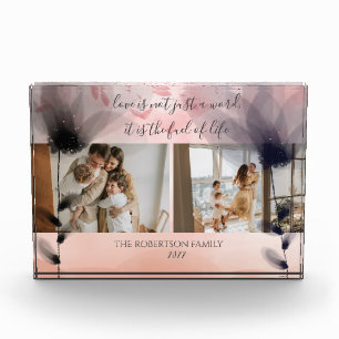 Personalizado 2 Fotos Fmily Overlay Floral Rubor P