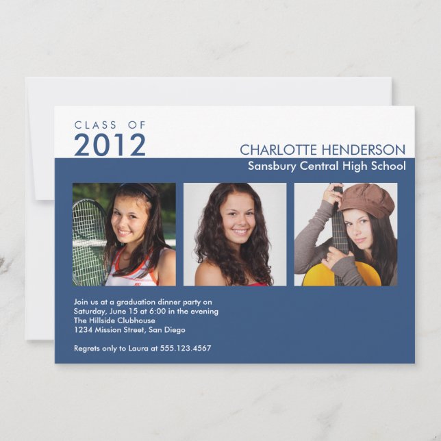Personalizado 3 clase de invitación para graduació (Anverso)