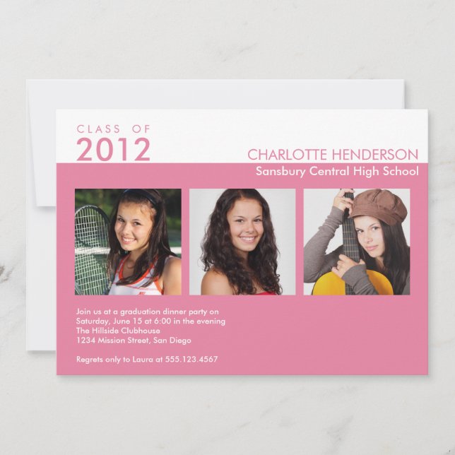 Personalizado 3 clase de invitación para graduació (Anverso)