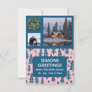 PERSONALIZADO 3 FOTOS Navidades Retro Pine Trees
