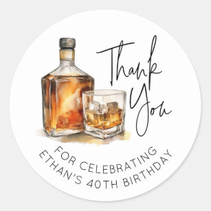 Personalizado 40 cumpleaños Pegatina de Whiskey/Bo
