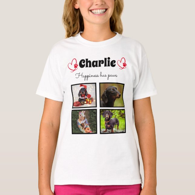 Personalizado 4 camiseta de collage de perros foto (Anverso)