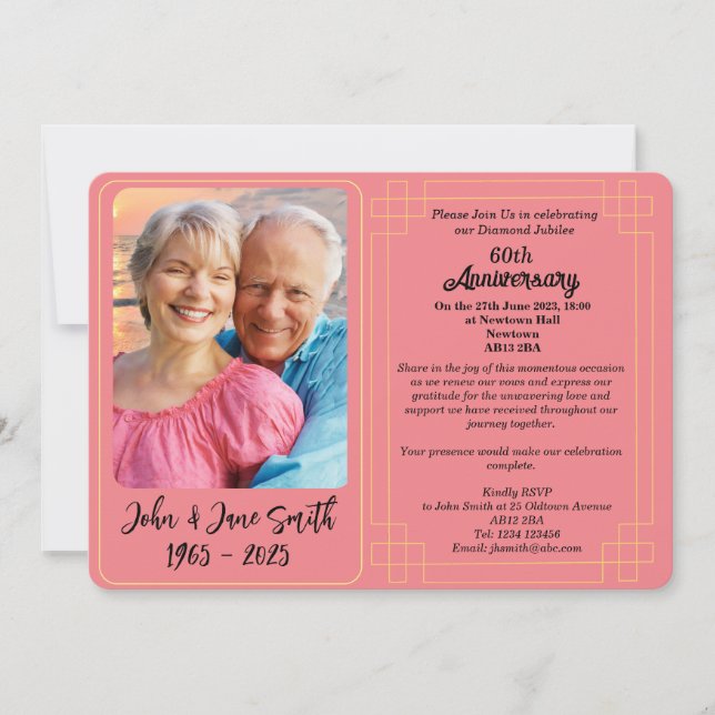 Personalizado 60.ª invitación al aniversario del a (Anverso)